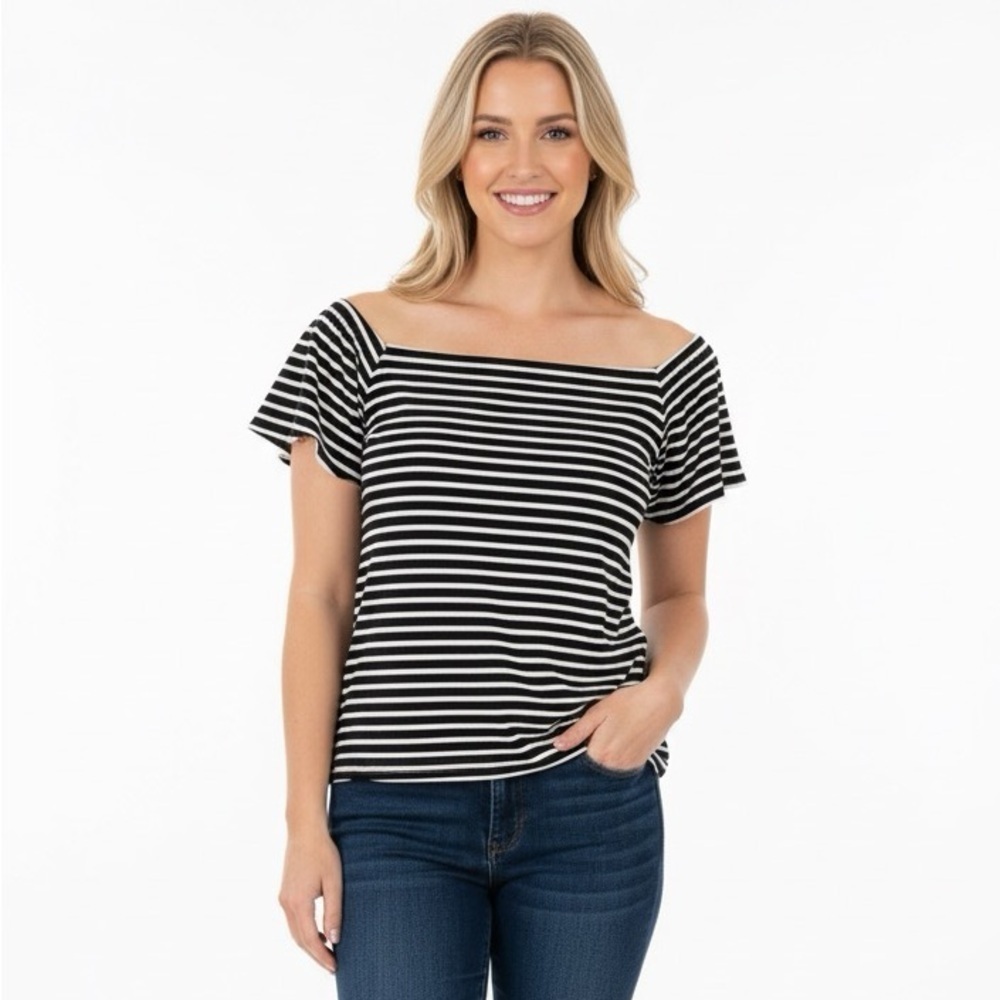 BANANA REPUBLIC size small striped scallop hem top